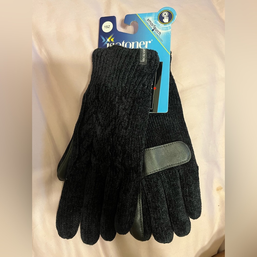 Black Gloves with SmartTouch Touchscreen Technology by Isotoner